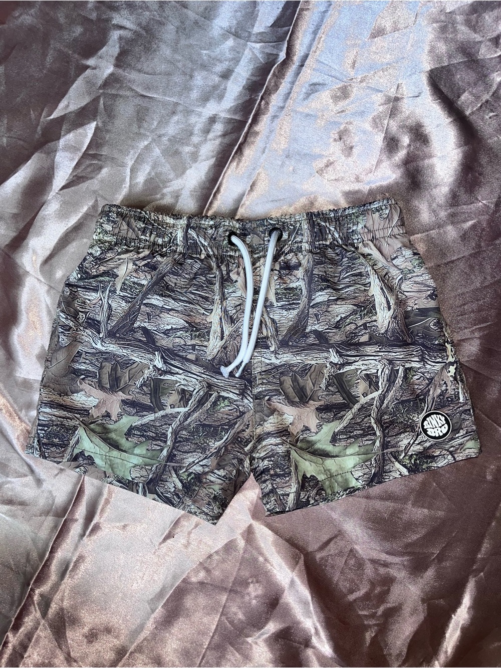 Binky Bro Green Camo Swim Trunks with Drawstring